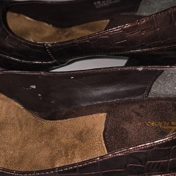 Aerosoles Big Ben Brown Crocodile Heels w Peep Toes Womens Size 8.5 - Picture 6 of 11